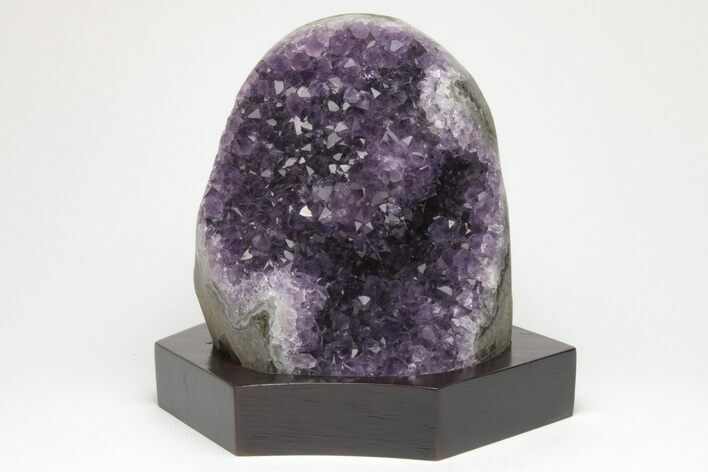 Amethyst Cluster With Wood Base - Uruguay #200003
